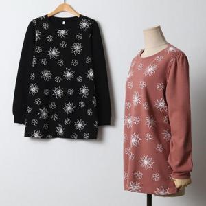 빅사이즈 411 코튼플라워나염긴팔티 DMNJ461