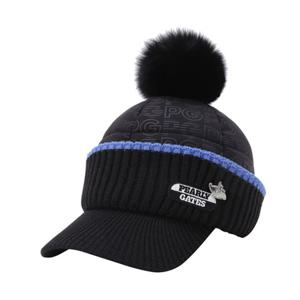 [파리게이츠] (521C4CP679)[23 WINTER] 여성 폼폼이 니트 배색 방한캡