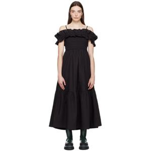 25 FW 가니 여성 블랙 스목 맥시 드레스 241144F055013