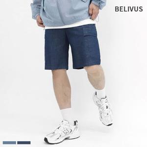 빌리버스 남자 반바지 BIP038 데님 카고 밴딩 숏 팬츠