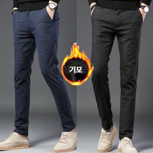 방한팬츠 기모슬랙스 일자핏 캐주얼긴바지 정장팬츠