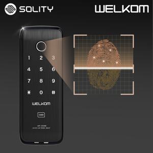 웰콤 지문인식 디지털도어락 WR-303B 카드키4개+번호키 0초즉시잠금 지문인식0.9초 도어록 내부이중잠금 허수기능 고온감지 전기충격무력화 강력한 내구성 현관문 도어락