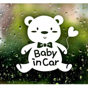 아기곰인형/아기가타고있어요 자동차스티커-화이트