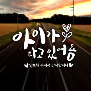 캘리 아이가타고 새싹 화이트 자동차스티커-반사
