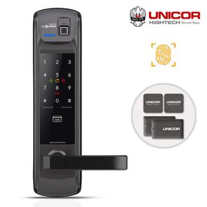유니코 지문인식 디지털도어락 레체2 카드키4개+번호키 즉시잠김(잠금속도조절) 전기충격방지 스마트라이팅 허수기능 강력한 내구성 현관문 도어록