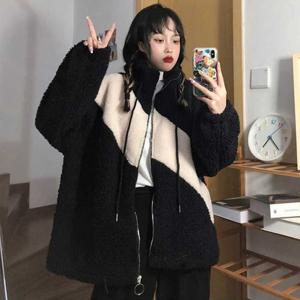 반목 양털 집업 스타일 겨울 가을 캐주얼 여자 자켓