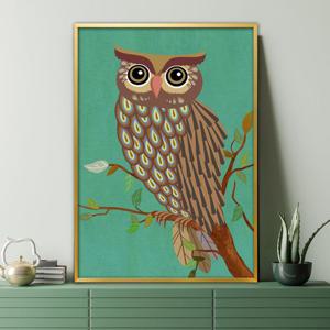 부엉이그림 액자 A2 2OWL3 풍수그림 돈들어오는