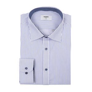 [레노마(셔츠)]신축성좋은 스트레치 카라배색 핀스트라이프 긴소매 일반핏 RZRSG0033BU