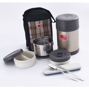 아폴로 보온 도시락통 세트 찬합 런치 박스 1600ml