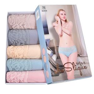 쿨샵 허리밴딩 플라워 레이스 여성 삼각팬티 5매입