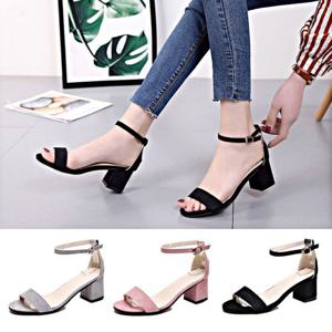 사각굽 발목스트랩 샌들 여자 정장 캐주얼 여름구두