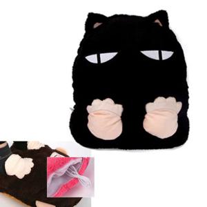 발열신발 검정 고양이 보온 온열 발난로