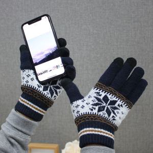 눈꽃 니트 스마트폰 터치 장갑 커플 겨울