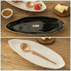 이천도자기 미요트 다이아 유광 생선접시 긴 플레이트