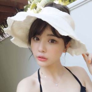 아이보리 린넨 돌돌말이 여름모자 찍찍이 사이즈 조절