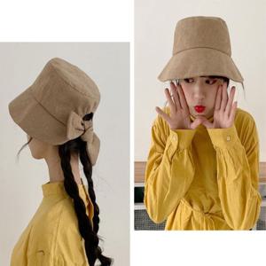 여성 리본 벙거지모자 썬캡 버킷햇 여름 3컬러 챙모자