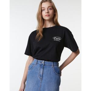 아떼 바네사브루노 24SS 클리어런스스테디셀러블랙 프린트배색 면 반팔티셔츠 WVTS4B215BK