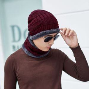 레이크 넥워머 비니세트(와인) / 일체형니트모자