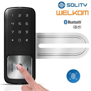 웰콤 유리문용 지문인식 디지털도어록 WG-30B 단문형 블루투스(옵션) 상가 빌라 업소 매장 다세대 좌우문방향인식(키패드자동전환) 차임벨기능 상시문열림 현관문 도어락