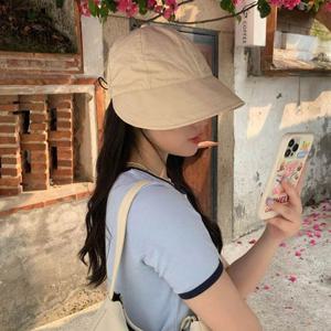 린넨 모자 여성 앞챙 썬캡 블랙 연베이지 데일리 패션