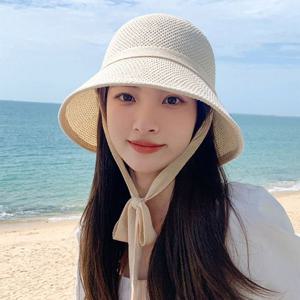여성 여름 리본 끈 보넷 벙거지 소공녀 버킷햇 비치