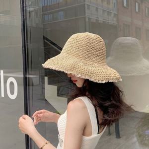 레이스 밀짚모자 여름 돌돌이 피부보호 왕골 버킷햇