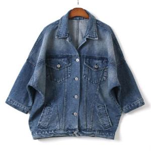 여성용 패션 의류 오버 사이즈 가오리핏 청 데님 자켓