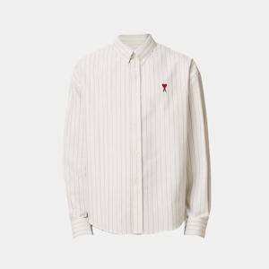 아미 남성 로고 스트라이프 와이셔츠 아이보리 블랙 USH130 CO0067 194