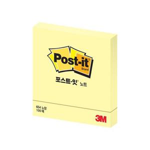 3M 메모지 포스트잇 654 노랑 76x76mm 100장