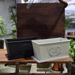 직사각 빈티지 플라스틱화분 옆이넓은 직사각 Q30 30x15x15