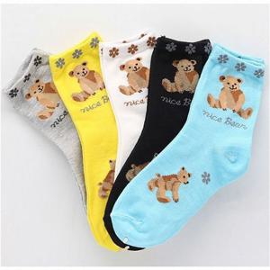 여자 귀여운 곰돌이 케쥬얼 케릭터 양말 5켤레 묶음