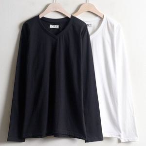 빅사이즈 PC 30수브이넥긴팔티 w035H210 오버핏