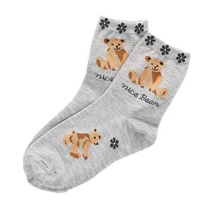 AA760 여성용 패션양말 곰 캐쥬얼 5켤레 그레이