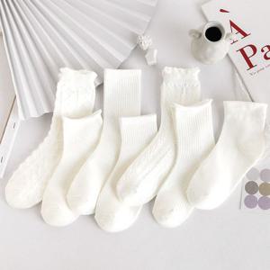 룩앳걸 여성 소프트 7종 중목 여학생 흰 양말세트