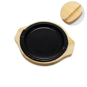 원형 줄함박(중) 맥반석 시즈닝 원목받침 주물코팅