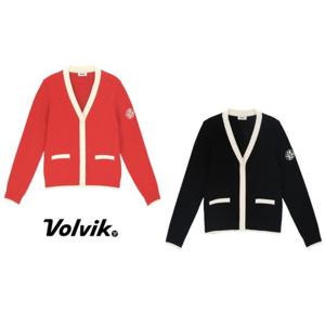 볼빅 여성 골프 Y에리 배색 가디건 VLMSP201