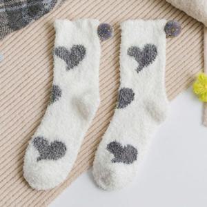 하트 방울 여성 수면양말(화이트) 숙면 보온양말