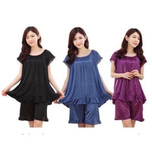 여름철 시원한 쿨 투피스 실크 잠옷 세트 상하홈웨어