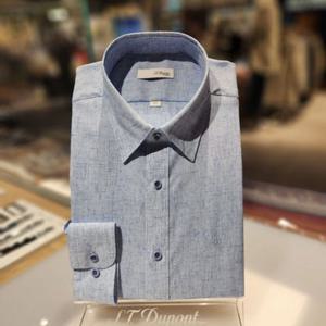 듀퐁셔츠 SE5SM11LS128SBU 비지니스 여름용 린넨믹스 주머니 없는 일반 핏 셔츠