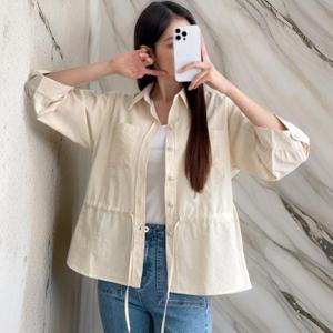 여자 사파리 칠부남방 야상 허리조절 셔츠