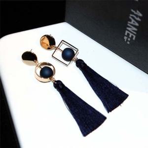 컬러 볼 태슬 패션 귀걸이-블랙OC