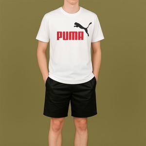 [푸마 주니어]푸마 PUMA 에센셜 투컬러 NO.1 로고 반팔티 화이트 684708-02