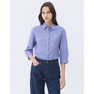 헤지스 여성 24SS 클리어런스린넨스테디셀러네이비 스트레치  7부소매셔츠 WSSH4B308N2