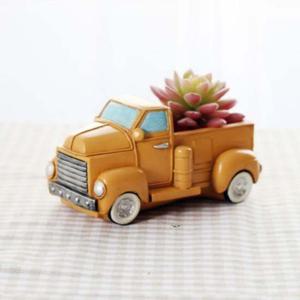 자동차 미니화분(옐로우) 홈가드닝 조화 식물 장식품