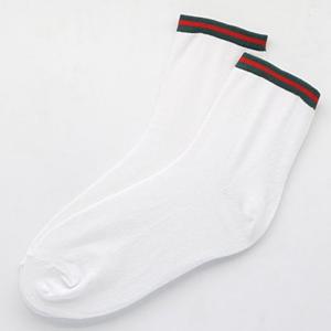 남자 중목 발목 레드띠 캐쥬얼 중목 양말 1켤레 흰색
