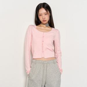 WOMAN 펀칭 레이스 U넥 가디건 [PINK] / WBE1L44540