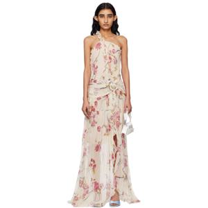 25 FW 블루마린 여성 오프 화이트   핑크 원숄더 크레퐁 맥시 드레스 251901F055007