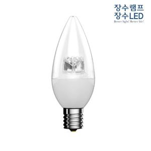 장수램프 투명 LED 촛대구 5W 전구색 E17 캔들다