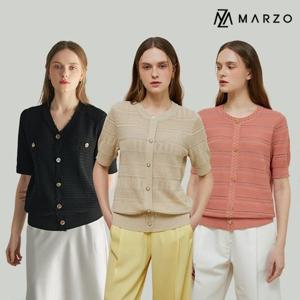 [마르조][1종]골드 버튼 반팔 니트_QBMFD174