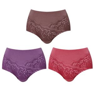 [TRY]여성 삼각팬티 퀸스레이스J06유색3매 엄마팬티 면100 국내